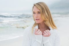 Contemplative casual young woman at beach stock photos Contemplative casual young woman at beach stock photos