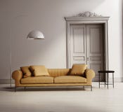 Contemporary classic living room, beige leather sofa vector illustration Contemporary classic living room, beige leather sofa vector illustration