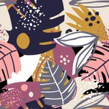 Contemporary Exotic Floral Seamless Pattern.Contemporary Collage Design Royalty Free Stock Images Contemporary Exotic Floral Seamless Pattern.Contemporary Collage Design Royalty Free Stock Images
