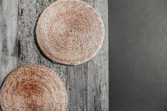 Contemporary handmade seat cushion from dried water hyacinth royalty free stock photography Contemporary handmade seat cushion from dried water hyacinth royalty free stock photography