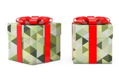 Contenitore di regalo astratto di Olive Green Polygon Geometric Textured con Re illustrazione vettoriale Contenitore di regalo astratto di Olive Green Polygon Geometric Textured con Re illustrazione vettoriale
