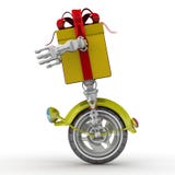 Contenitore di regalo sotto forma di robot sulla ruota Immagini Stock Contenitore di regalo sotto forma di robot sulla ruota Immagini Stock