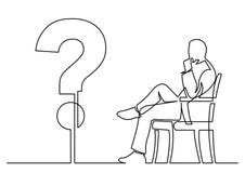 Continuous line drawing of businessman sitting thinking about a vector illustration Continuous line drawing of businessman sitting thinking about a vector illustration