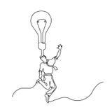 Continuous line drawing of happy businessman with brilliant idea vector illustration Continuous line drawing of happy businessman with brilliant idea vector illustration