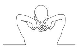 Continuous line drawing of man suffering from neck pain vector illustration Continuous line drawing of man suffering from neck pain vector illustration