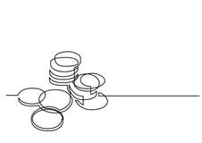 Continuous line drawing of money coins