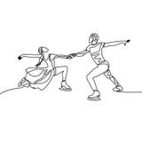 Continuous one line passionate couple of figure skaters stock illustration Continuous one line passionate couple of figure skaters stock illustration