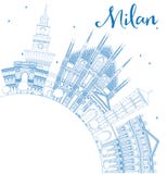Contour Milan Skyline avec les points de repère et l'espace bleus de copie illustration libre de droits Contour Milan Skyline avec les points de repère et l'espace bleus de copie illustration libre de droits