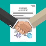 Contract agreement paper and handshake vector illustration Contract agreement paper and handshake vector illustration