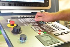 The control panel of the program of work on the control panel of the precision CNC machining center, the processing of the manufac royalty free stock photo The control panel of the program of work on the control panel of the precision CNC machining center, the processing of the manufac royalty free stock photo