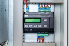 Controller or logic control relay in electrical Cabinet royalty free stock photos Controller or logic control relay in electrical Cabinet royalty free stock photos