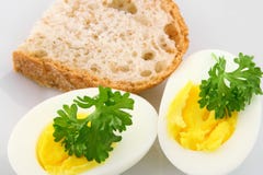 Cooked Eggs Decorated With Parsley Stock Photo