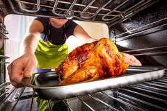 Cooking Chicken In The Oven At Home. Royalty Free Stock Images Cooking Chicken In The Oven At Home. Royalty Free Stock Images