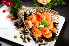 Cooking Delicious Dishes With Fresh Shrimps Stock Photography