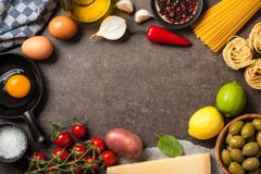 Cooking table with ingredients royalty free stock images Cooking table with ingredients royalty free stock images
