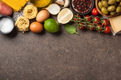 Cooking table with ingredients royalty free stock photography Cooking table with ingredients royalty free stock photography