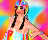 Cool Hipster Student Woman Wearing Colorful Hat And Fashion Makeup. Cool Hipster Student Woman Wearing Colorful Hat And Fashion Makeup.
