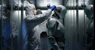 Coordenadores que testam em controles do robô imagens de stock Coordenadores que testam em controles do robô imagens de stock