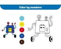 Cor pelo número, jogo da educação para crianças A página da coloração, desenho caçoa a atividade Robô Fotos de Stock Royalty Free Cor pelo número, jogo da educação para crianças A página da coloração, desenho caçoa a atividade Robô Fotos de Stock Royalty Free