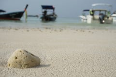 Coral beached on the sand. Have a boat image as a background. Royalty Free Stock Image Coral beached on the sand. Have a boat image as a background. Royalty Free Stock Image