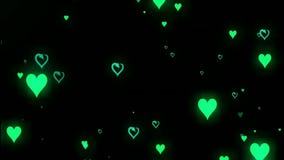 Corazones Verdes Brillantes Con Fondo Nocturno Metrajes - Vídeo de brillo,  muestra: 190313188