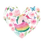Corazón colorido mágico de hadas lindo precioso brillante del unicornio con las flores hermosas lindas en colores pastel de la pr stock de ilustración Corazón colorido mágico de hadas lindo precioso brillante del unicornio con las flores hermosas lindas en colores pastel de la pr stock de ilustración