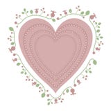 Corazón delicado rosado de la princesa con contornos de la perla rodeado por los estampados de flores aislados en el fondo blanco ilustración del vector Corazón delicado rosado de la princesa con contornos de la perla rodeado por los estampados de flores aislados en el fondo blanco ilustración del vector