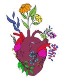 Corazón y flor ilustración del vector Corazón y flor ilustración del vector