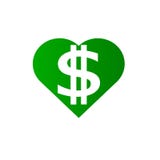 Coração do dólar na cor verde ilustração stock Coração do dólar na cor verde ilustração stock