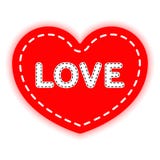 Coração vermelho costurado com linha branca e o amor da palavra O conceito do dia de Valentim, reconhecimento Vetor ilustração do vetor Coração vermelho costurado com linha branca e o amor da palavra O conceito do dia de Valentim, reconhecimento Vetor ilustração do vetor