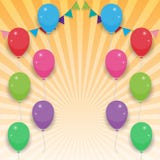 Corde avec les ballons colorés illustration stock Corde avec les ballons colorés illustration stock