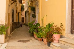 Corfu island city, alleys houses buildings , Greece royalty free stock photos Corfu island city, alleys houses buildings , Greece royalty free stock photos