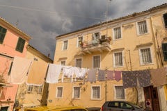 Corfu island city, alleys houses buildings , Greece royalty free stock photos Corfu island city, alleys houses buildings , Greece royalty free stock photos