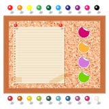 Cork board and stickers and tacks vector illustration Cork board and stickers and tacks vector illustration