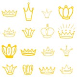 Coroas amarelas tiara diadem Coroa do esboço Tiara tirada mão da rainha, coroa do rei Símbolos imperiais reais da coroação ilustração stock Coroas amarelas tiara diadem Coroa do esboço Tiara tirada mão da rainha, coroa do rei Símbolos imperiais reais da coroação ilustração stock