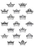 Coroas heráldicas de Ornated ajustadas ilustração stock Coroas heráldicas de Ornated ajustadas ilustração stock