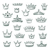 Coronas del garabato Tiara majestuosa de coronaci?n de los iconos coronales del vintage del grunge de la corona del rey de la rei ilustración del vector Coronas del garabato Tiara majestuosa de coronaci?n de los iconos coronales del vintage del grunge de la corona del rey de la rei ilustración del vector
