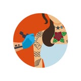 Corpo della donna della pittura dell'artista del tatuatore royalty illustrazione gratis Corpo della donna della pittura dell'artista del tatuatore royalty illustrazione gratis