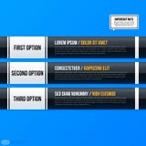 Corporate banners and options template on bright blue background