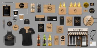 Corporate Branding Identity Template Design For Beer Shop. Brewery Elements For Your Beer Pub Or Bar. Realistic Mockup Stock Photos Corporate Branding Identity Template Design For Beer Shop. Brewery Elements For Your Beer Pub Or Bar. Realistic Mockup Stock Photos