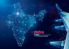 Correspondencia de la India Fondo geométrico flotante del plexo azul Vector abstracto creativo De alta tecnología, comunicaciones ilustración del vector Correspondencia de la India Fondo geométrico flotante del plexo azul Vector abstracto creativo De alta tecnología, comunicaciones ilustración del vector