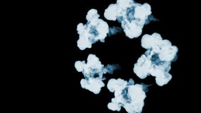 Corrientes del humo en la cámara lenta El humo fluye forma que un círculo aisló en fondo negro con retroiluminado y listo para metrajes Corrientes del humo en la cámara lenta El humo fluye forma que un círculo aisló en fondo negro con retroiluminado y listo para metrajes