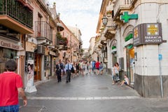 Corso Umberto -main Street In Taormina, Sicily Stock Image