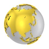 Corteza terrestre de acero cepillada del oro del globo 3D stock de ilustración Corteza terrestre de acero cepillada del oro del globo 3D stock de ilustración