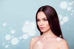 Coseup-Foto von recht jung ihr ihre brunette Frau, die leeres spase copyspace neues gesundes attraktives Wohl schaut vektor abbildung Coseup-Foto von recht jung ihr ihre brunette Frau, die leeres spase copyspace neues gesundes attraktives Wohl schaut vektor abbildung