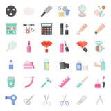 Cosmetico ed insieme dell'icona di bellezza, icona piana royalty illustrazione gratis Cosmetico ed insieme dell'icona di bellezza, icona piana royalty illustrazione gratis