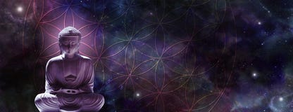 Cosmic Buddha Meditating On The Flower Of Life Stock Photo Cosmic Buddha Meditating On The Flower Of Life Stock Photo