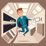 Cosmonaut in zero gravity. Vector cartoon illustration royalty free illustration Cosmonaut in zero gravity. Vector cartoon illustration royalty free illustration