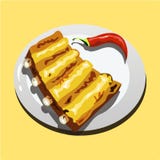 Costole di carne di maiale fritte su un piatto con pepe rovente illustrazione di stock Costole di carne di maiale fritte su un piatto con pepe rovente illustrazione di stock