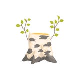 Coto de árvore do vidoeiro com crescimento fresco o elemento isolado de ajardinar do jogo do flash de Forest Landscape Design For ilustração stock Coto de árvore do vidoeiro com crescimento fresco o elemento isolado de ajardinar do jogo do flash de Forest Landscape Design For ilustração stock